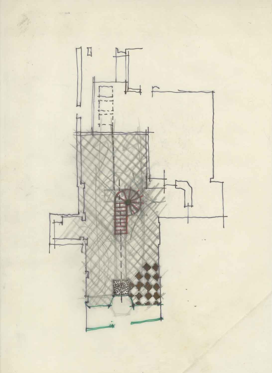  Grundriss des Restaurants „Villa Bianca“ in Hampstead, 1984; Vico Magistretti